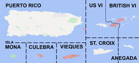 Range map of Anolis roosevelti